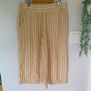 Anthropologie Cloth & Stone Linen Blend Striped Cropped Pants Size Medium